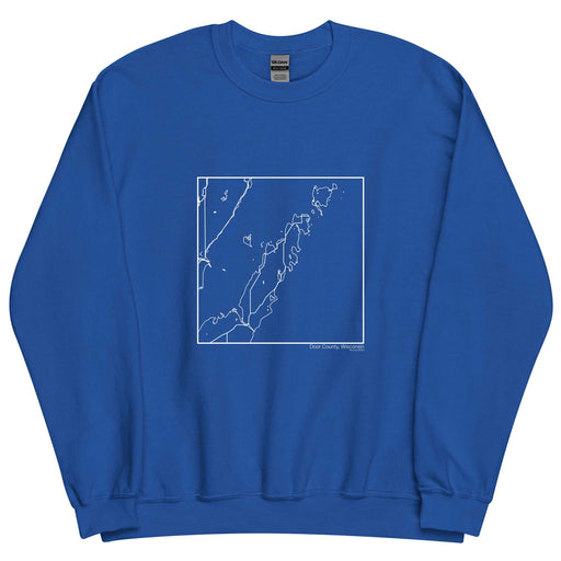 Door County Wisconsin  Map Unisex Crewneck Sweater with City inscription in Royal Blue