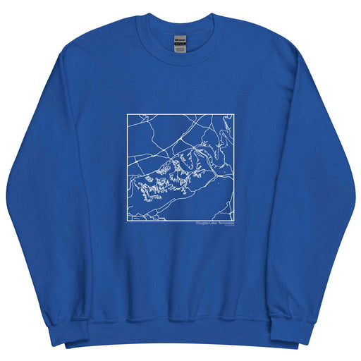 Douglas Lake Tennessee  Map Unisex Crewneck Sweater with City inscription in Royal Blue