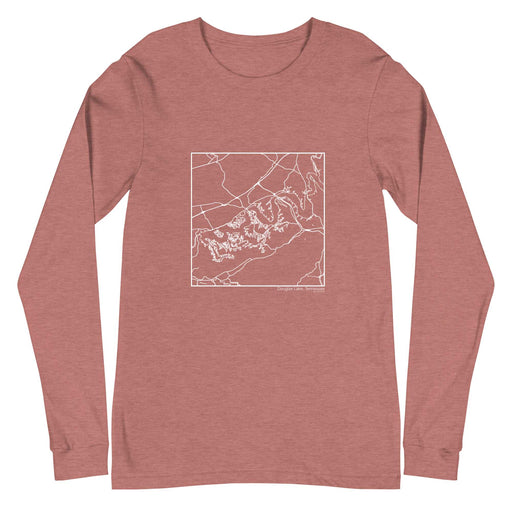 Douglas Lake Tennessee  Map Unisex Long-Sleeve T-shirt with City inscription in Heather Mauve