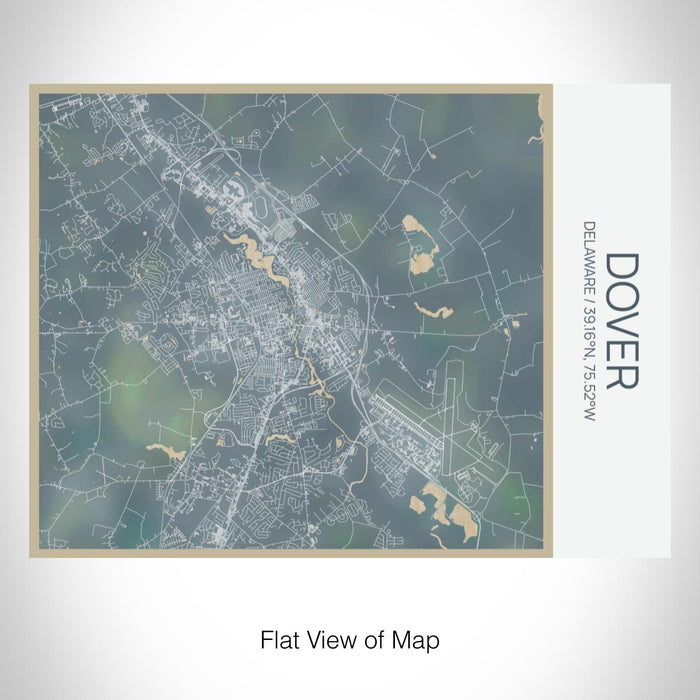 Rendered View of Dover Delaware Map on 20oz Stainless Steel Insulated Bottle with Bamboo Top with printed afternoon style map