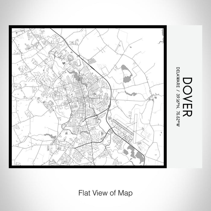 Rendered View of Dover Delaware Map on 20oz Stainless Steel Insulated Bottle with Bamboo Top with printed classic style map