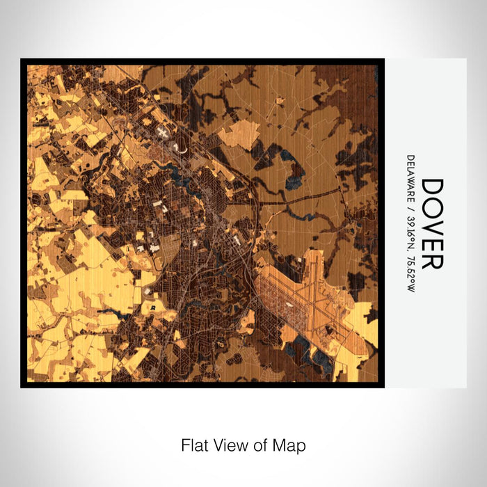 Rendered View of Dover Delaware Map on 20oz Stainless Steel Insulated Bottle with Bamboo Top with printed ember style map