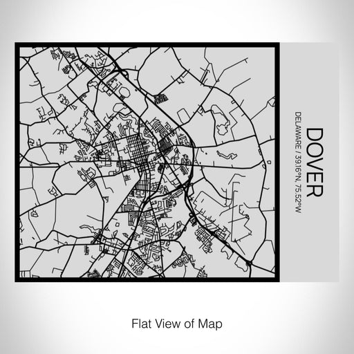 Rendered View of Dover Delaware Map on 20oz Stainless Steel Insulated Bottle with Bamboo Top with printed Tactile Lines Map in Black