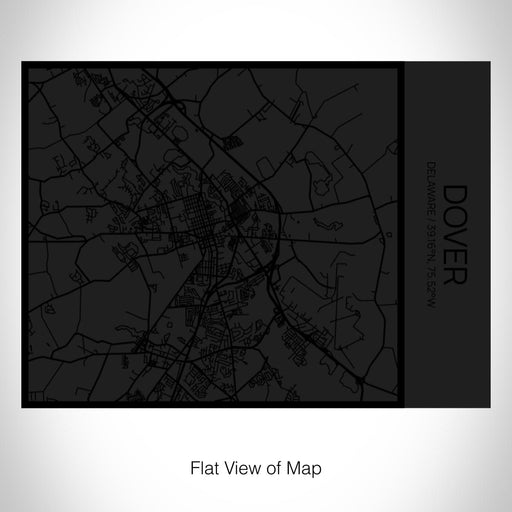 Rendered View of Dover Delaware Map on 20oz Stainless Steel Insulated Bottle with Bamboo Top in Matte Black with printed Tactile Lines Map in Black