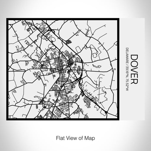 Rendered View of Dover Delaware Map on 20oz Stainless Steel Insulated Bottle with Bamboo Top in Matte White with printed Tactile Lines Map in Black