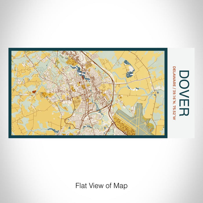 Rendered View of Dover Delaware Map on 17oz Stainless Steel Insulated Bottle with printed woodblock style map