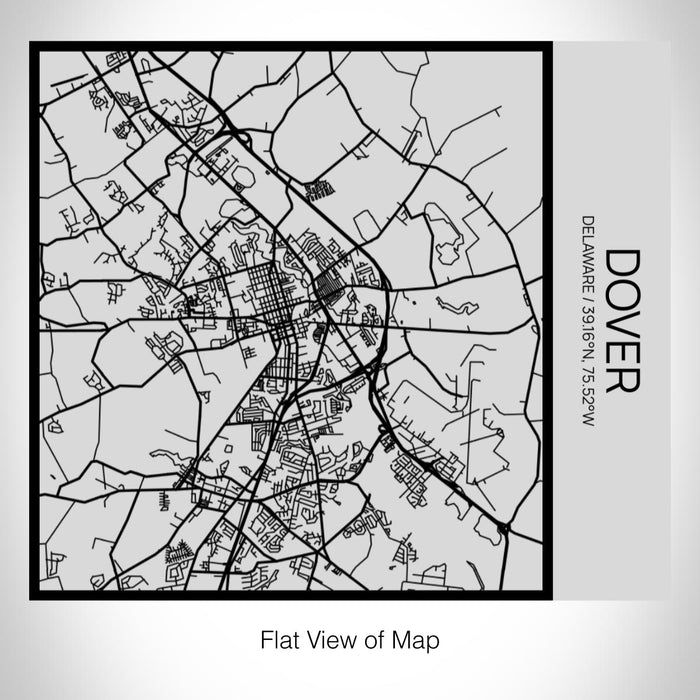 Rendered View of Dover Delaware Map on 17oz Stainless Steel Insulated Tumbler in Tactile Lines with Succulent in Background