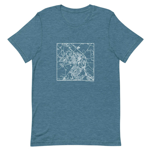 Dover Delaware  Map Unisex T-Shirt with City inscription in Heather Teal
