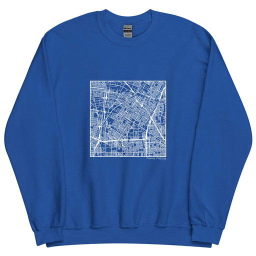 Downey California  Map Unisex Crewneck Sweater with City inscription in Royal Blue