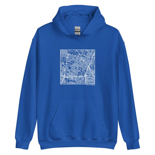 Downey California  Map Unisex Hoodie Sweater with City inscription in Royal Blue