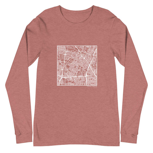 Downey California  Map Unisex Long-Sleeve T-shirt with City inscription in Heather Mauve