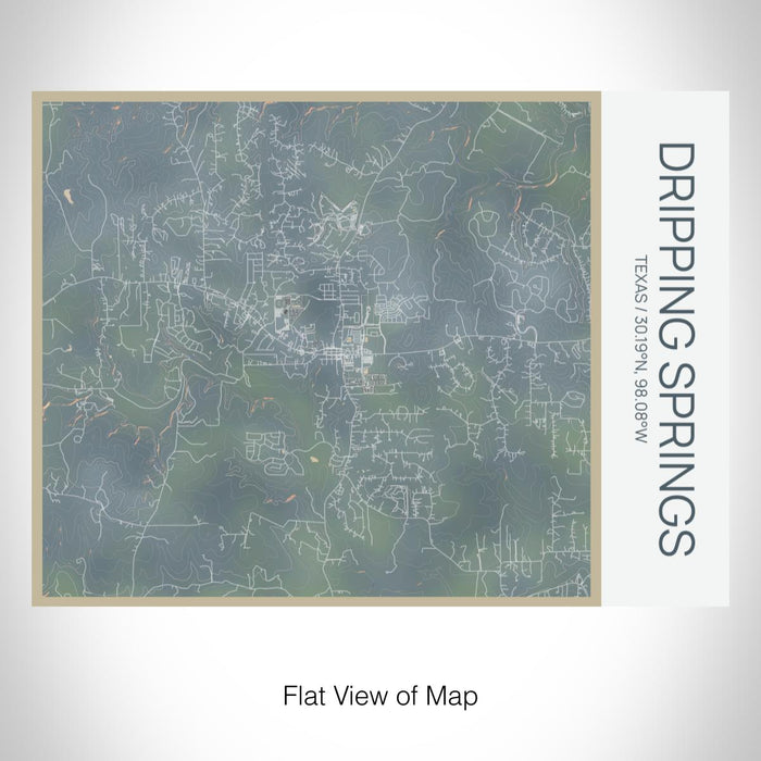 Rendered View of Dripping Springs Texas Map on 20oz Stainless Steel Insulated Bottle with Bamboo Top with printed afternoon style map