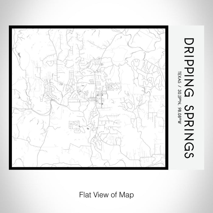 Rendered View of Dripping Springs Texas Map on 20oz Stainless Steel Insulated Bottle with Bamboo Top with printed classic style map