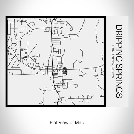 Rendered View of Dripping Springs Texas Map on 20oz Stainless Steel Insulated Bottle with Bamboo Top in Matte White with printed Tactile Lines Map in Black