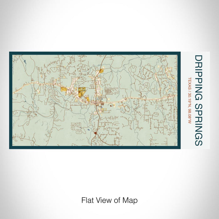 Rendered View of Dripping Springs Texas Map on 17oz Stainless Steel Insulated Bottle with printed woodblock style map