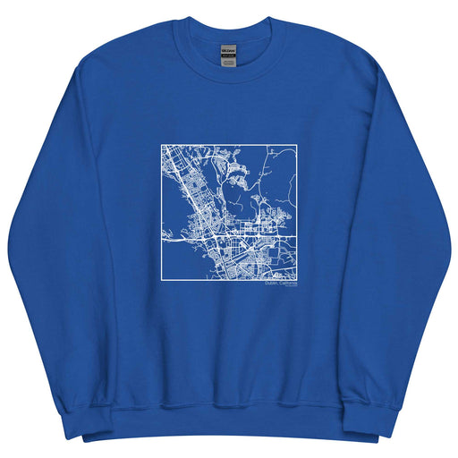 Dublin California  Map Unisex Crewneck Sweater with City inscription in Royal Blue