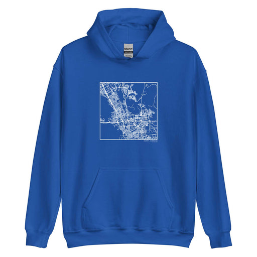 Dublin California  Map Unisex Hoodie Sweater with City inscription in Royal Blue