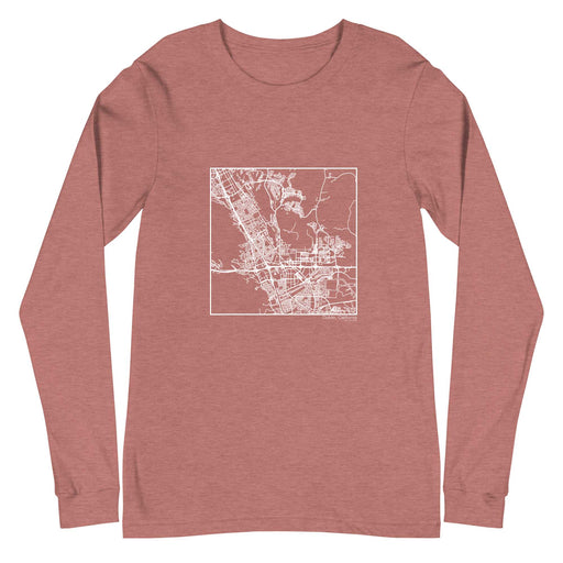 Dublin California  Map Unisex Long-Sleeve T-shirt with City inscription in Heather Mauve