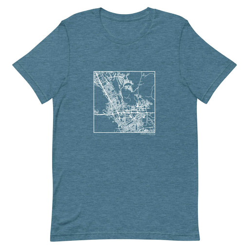 Dublin California  Map Unisex T-Shirt with City inscription in Heather Teal