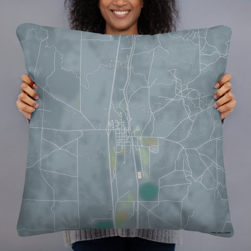 Person holding 22x22 Custom Dubois Idaho Map Throw Pillow in Afternoon