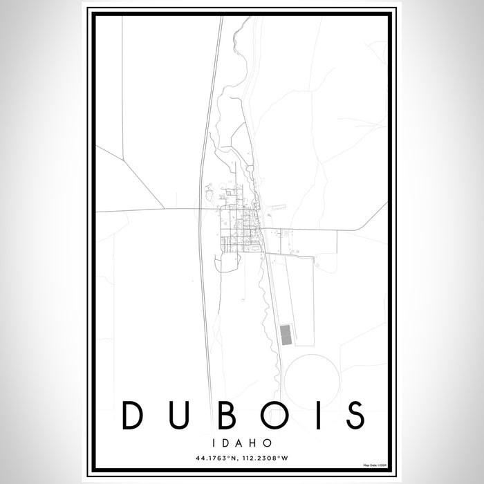 Dubois Idaho Map Print Portrait Orientation in Classic Style With Shaded Background