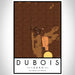 Dubois Idaho Map Print Portrait Orientation in Ember Style With Shaded Background