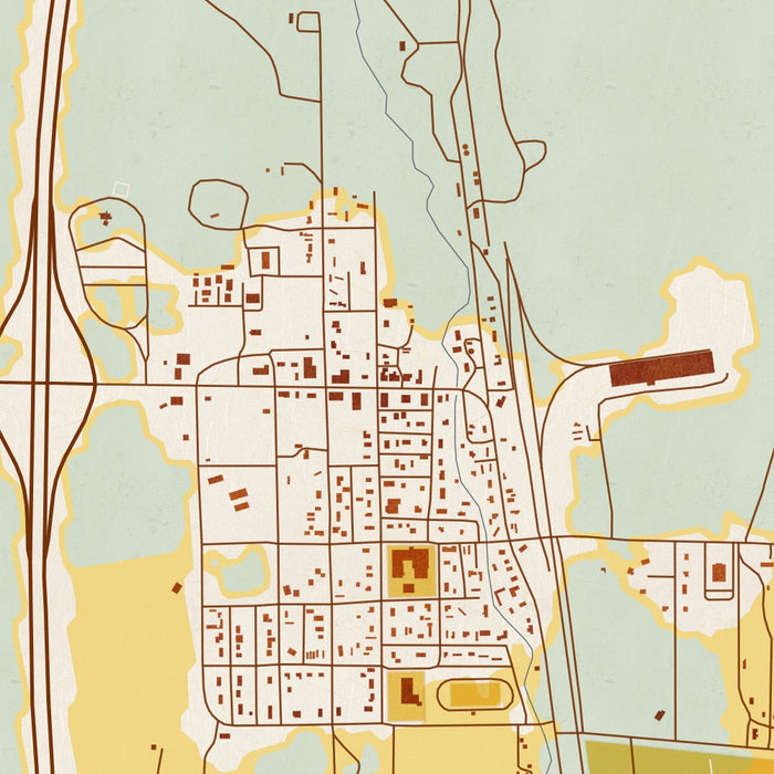 Dubois Idaho Map Print in Woodblock Style Zoomed In Close Up Showing Details