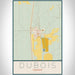 Dubois Idaho Map Print Portrait Orientation in Woodblock Style With Shaded Background