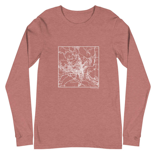 Dubuque Iowa  Map Unisex Long-Sleeve T-shirt with City inscription in Heather Mauve
