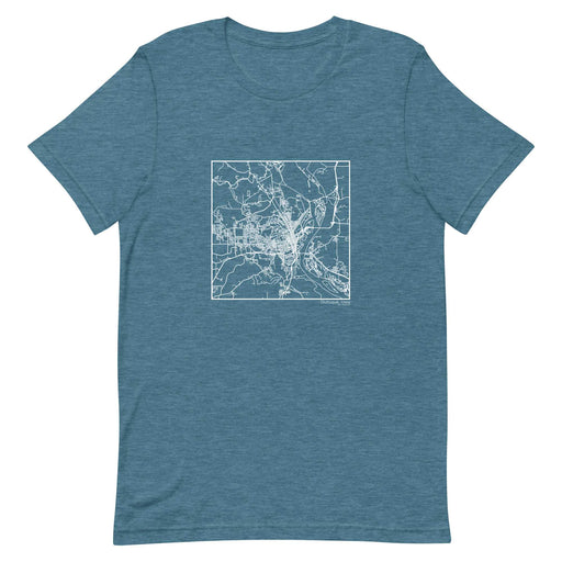 Dubuque Iowa  Map Unisex T-Shirt with City inscription in Heather Teal