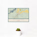 12x18 Duchesne Utah Map Print Landscape Orientation in Woodblock Style With Small Cactus Plant in White Planter