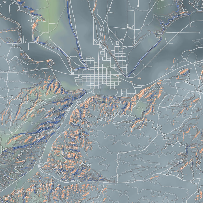 Duchesne Utah Map Print in Afternoon Style Zoomed In Close Up Showing Details