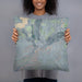 Person holding 18x18 Custom Duchesne Utah Map Throw Pillow in Afternoon