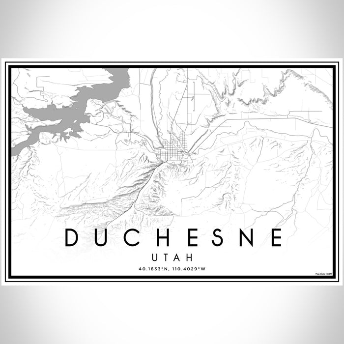 Duchesne Utah Map Print Landscape Orientation in Classic Style With Shaded Background