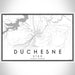 Duchesne Utah Map Print Landscape Orientation in Classic Style With Shaded Background