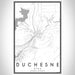 Duchesne Utah Map Print Portrait Orientation in Classic Style With Shaded Background