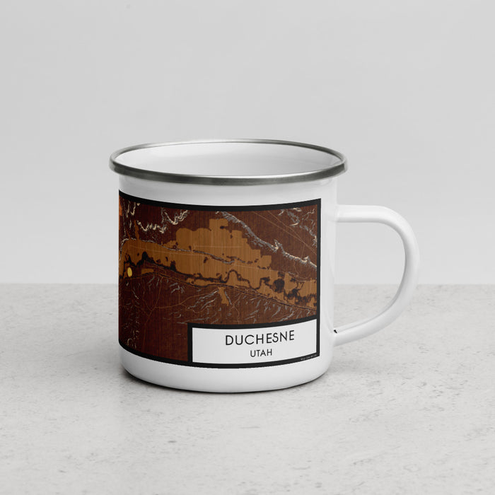 Right View Custom Duchesne Utah Map Enamel Mug in Ember