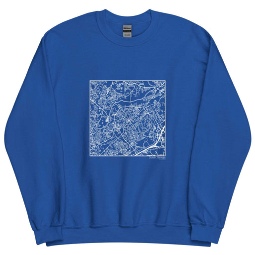 Duluth Georgia  Map Unisex Crewneck Sweater with City inscription in Royal Blue