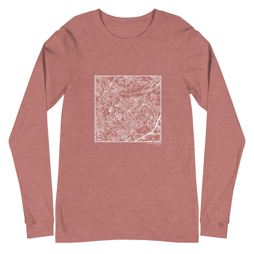 Duluth Georgia  Map Unisex Long-Sleeve T-shirt with City inscription in Heather Mauve