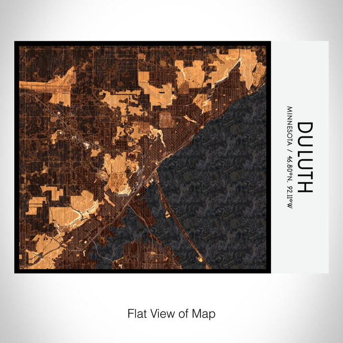 Rendered View of Duluth Minnesota Map on 20oz Stainless Steel Insulated Bottle with Bamboo Top with printed ember style map