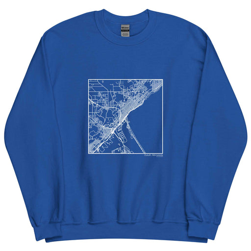 Duluth Minnesota  Map Unisex Crewneck Sweater with City inscription in Royal Blue