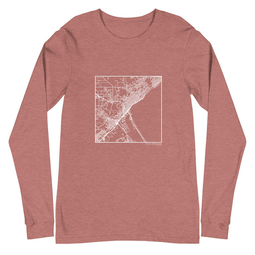 Duluth Minnesota  Map Unisex Long-Sleeve T-shirt with City inscription in Heather Mauve