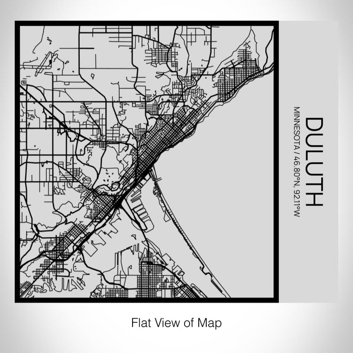 Rendered View of Duluth Minnesota Map on 17oz Stainless Steel Insulated Tumbler in Tactile Lines with Succulent in Background