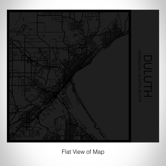 Rendered View of Duluth Minnesota Map on 17oz Stainless Steel Insulated Tumbler in Matte Black with Tactile Lines
