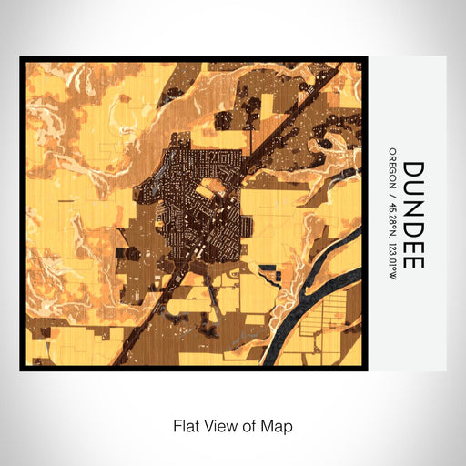 Rendered View of Dundee Oregon Map on 20oz Stainless Steel Insulated Bottle with Bamboo Top with printed ember style map