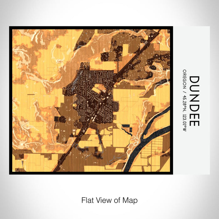 Rendered View of Dundee Oregon Map on 20oz Stainless Steel Insulated Bottle with Bamboo Top with printed ember style map