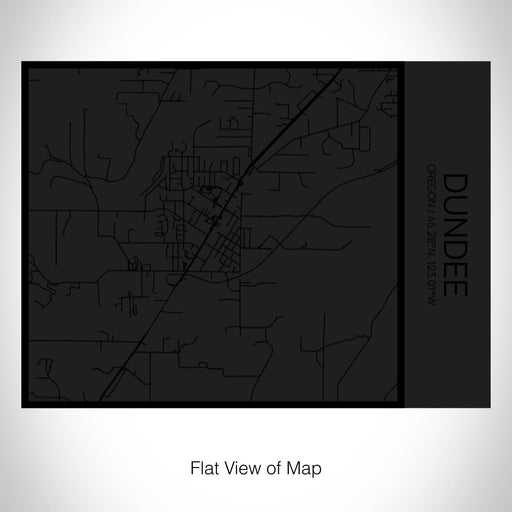 Rendered View of Dundee Oregon Map on 20oz Stainless Steel Insulated Bottle with Bamboo Top in Matte Black with printed Tactile Lines Map in Black