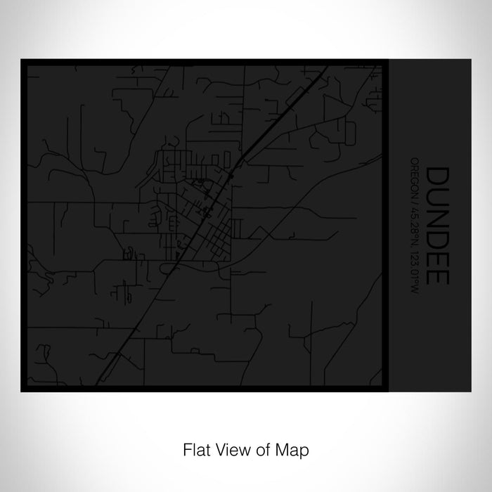 Rendered View of Dundee Oregon Map on 20oz Stainless Steel Insulated Bottle with Bamboo Top in Matte Black with printed Tactile Lines Map in Black
