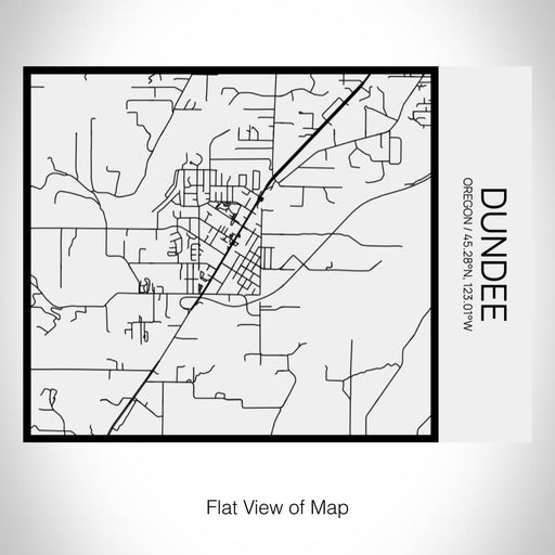 Rendered View of Dundee Oregon Map on 20oz Stainless Steel Insulated Bottle with Bamboo Top in Matte White with printed Tactile Lines Map in Black