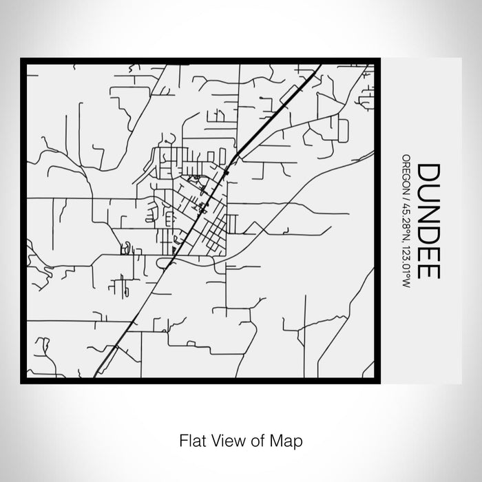Rendered View of Dundee Oregon Map on 20oz Stainless Steel Insulated Bottle with Bamboo Top in Matte White with printed Tactile Lines Map in Black